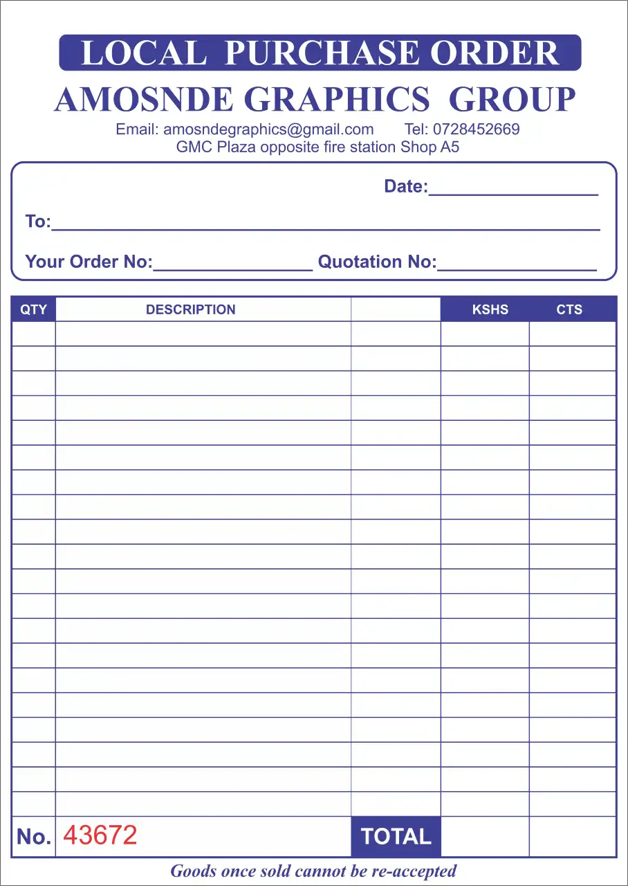 Local Purchase Order Local Purchase Order Printing Shop nairobi